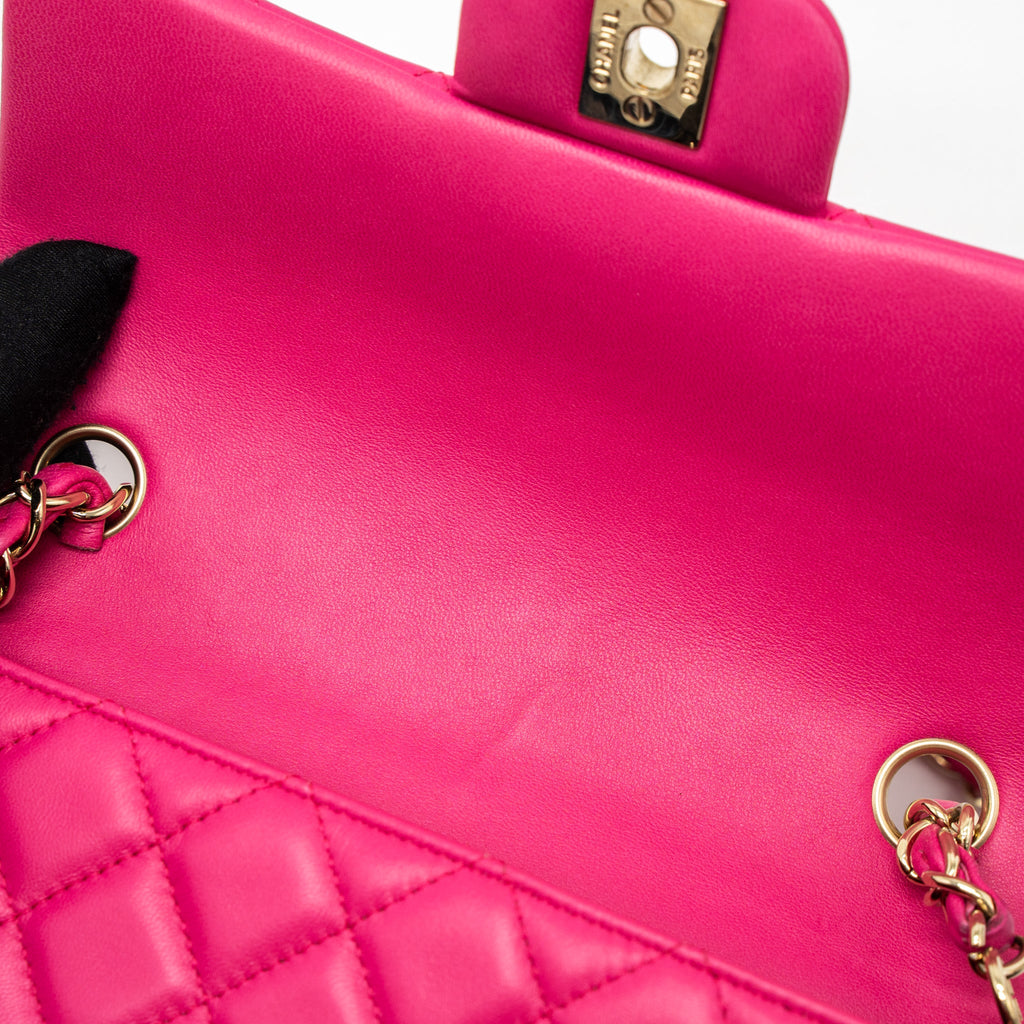 CHANEL MINI RECTANGULAR FLAP BAG LAMBSKIN PINK LGHW
