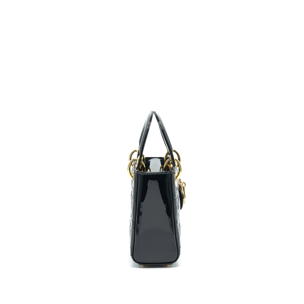 DIOR MINI LADY DIOR PATENT LEATHER BLACK GHW