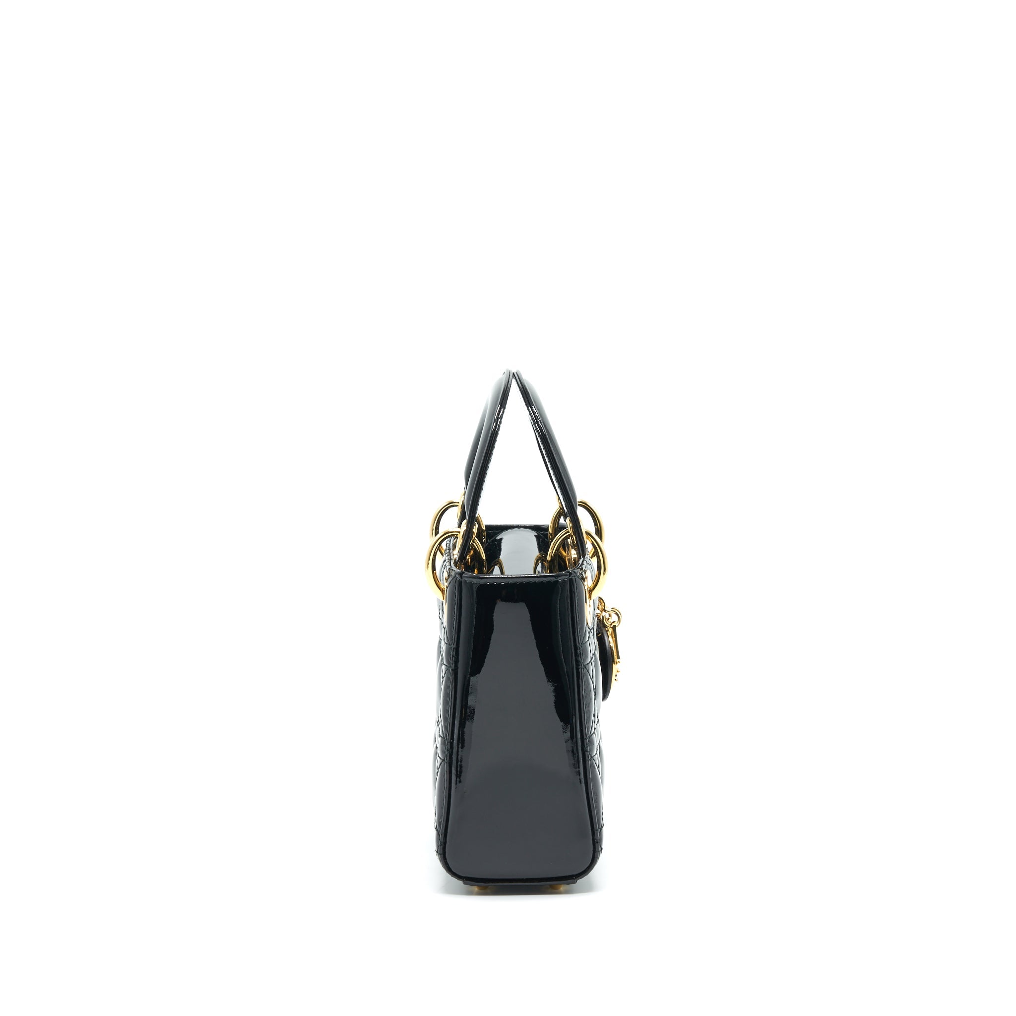 DIOR MINI LADY DIOR PATENT LEATHER BLACK GHW