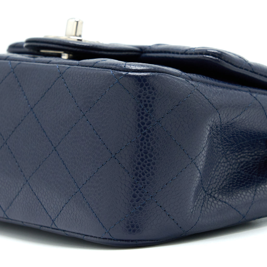 CHANEL MINI SQUARE FLAP BAG CAVIAR NAVY SHW