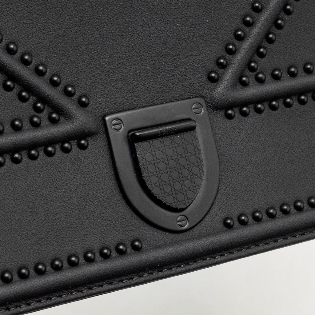 DIOR STUDDED DIORAMA WALLET ON CHAIN LEATHER SO BLACK