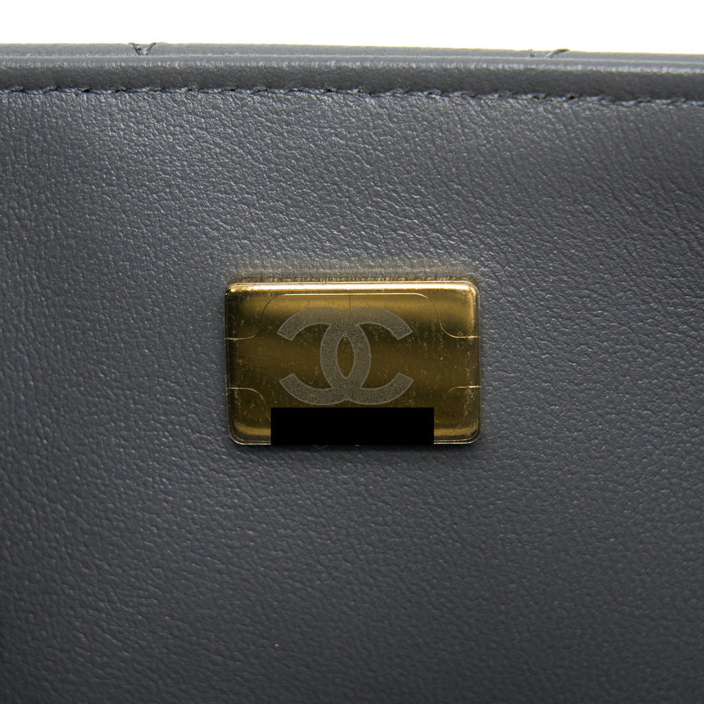 CHANEL 22A MINI RECTANGULAR FLAP BAG LAMBSKIN GREY LGHW (MICROCHIP).