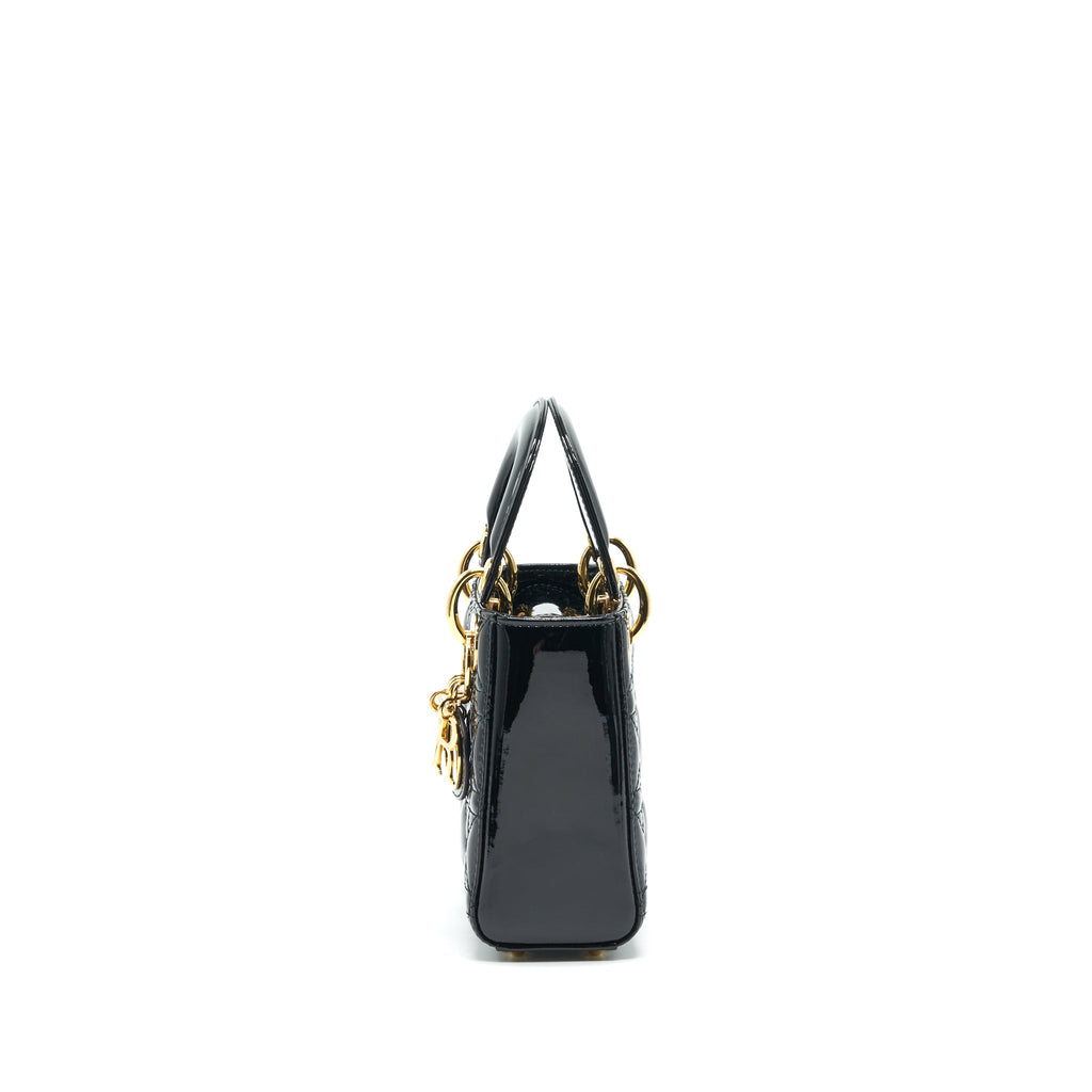 DIOR MINI LADY DIOR PATENT LEATHER BLACK GHW