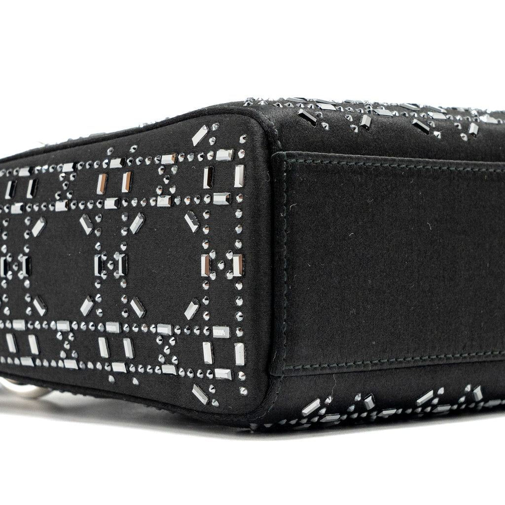 DIOR MINI LADY DIOR SATIN CRYSTAL BLACK SHW
