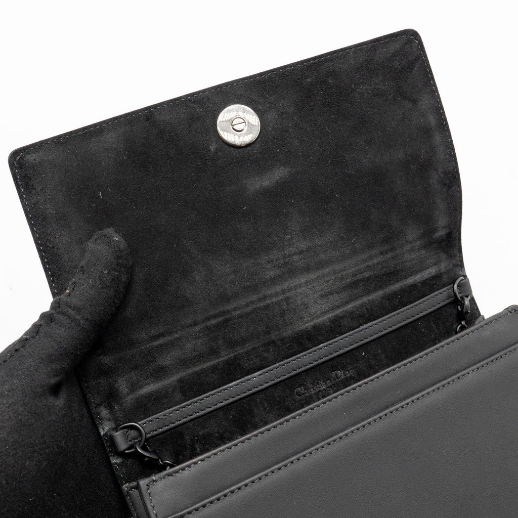 DIOR STUDDED DIORAMA WALLET ON CHAIN LEATHER SO BLACK