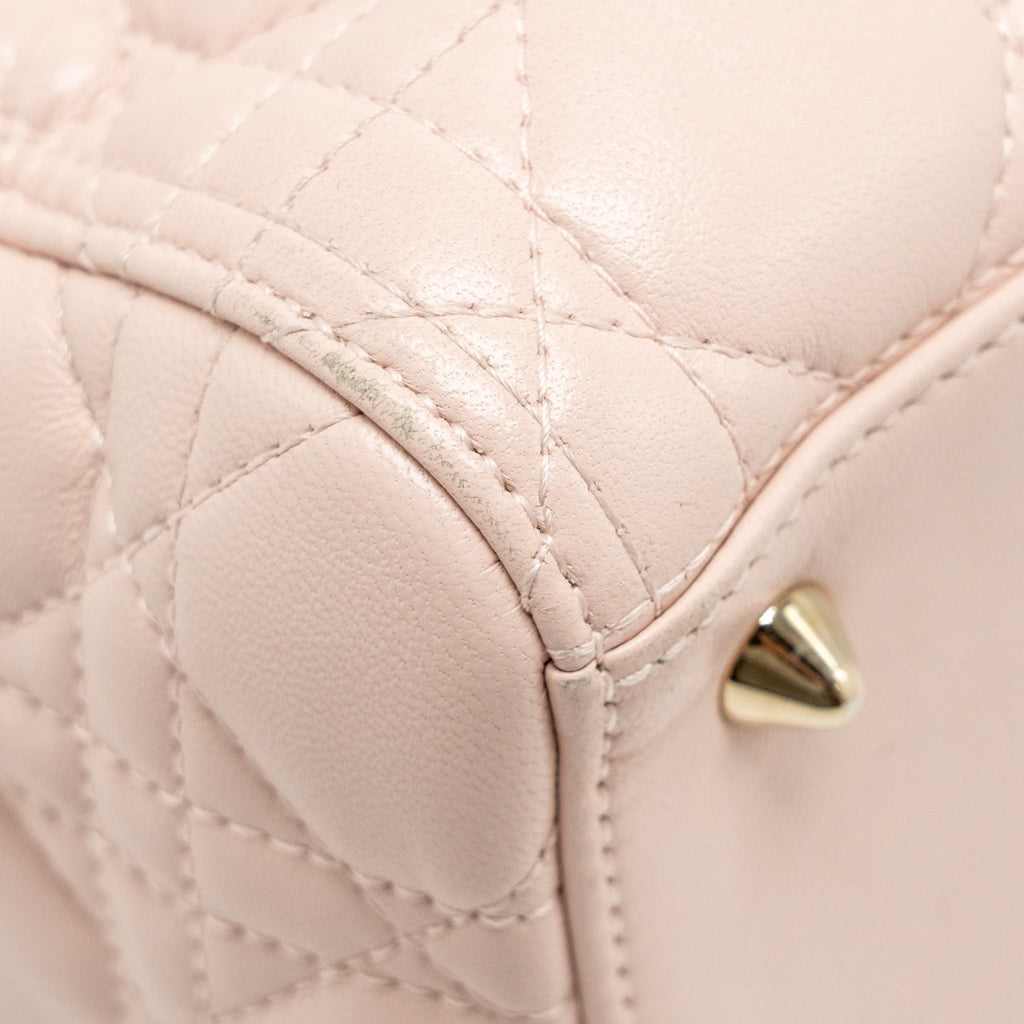 DIOR MEDIUM LADY DIOR LAMBSKIN LIGHT PINK LGHW