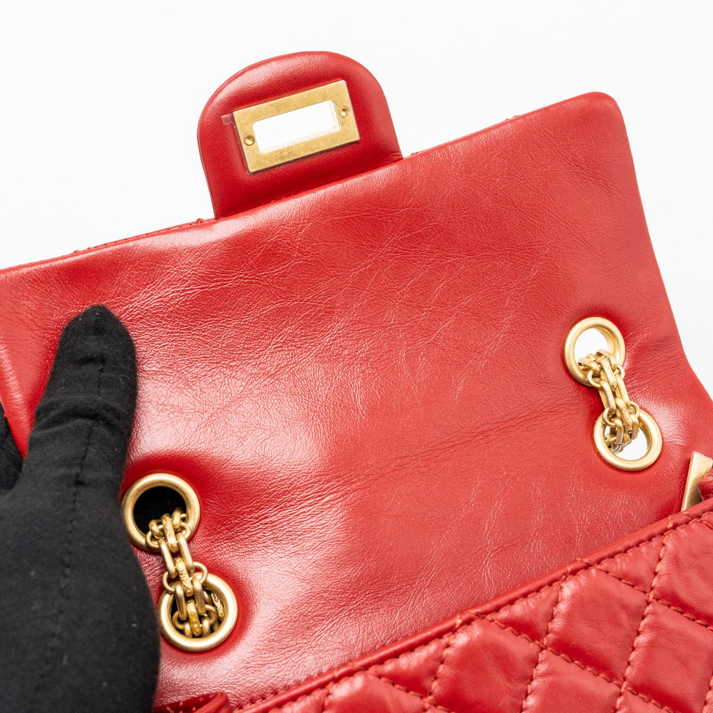 CHANEL MINI 2.55 REISSUE FLAP BAG AGED CALFSKIN RED GHW