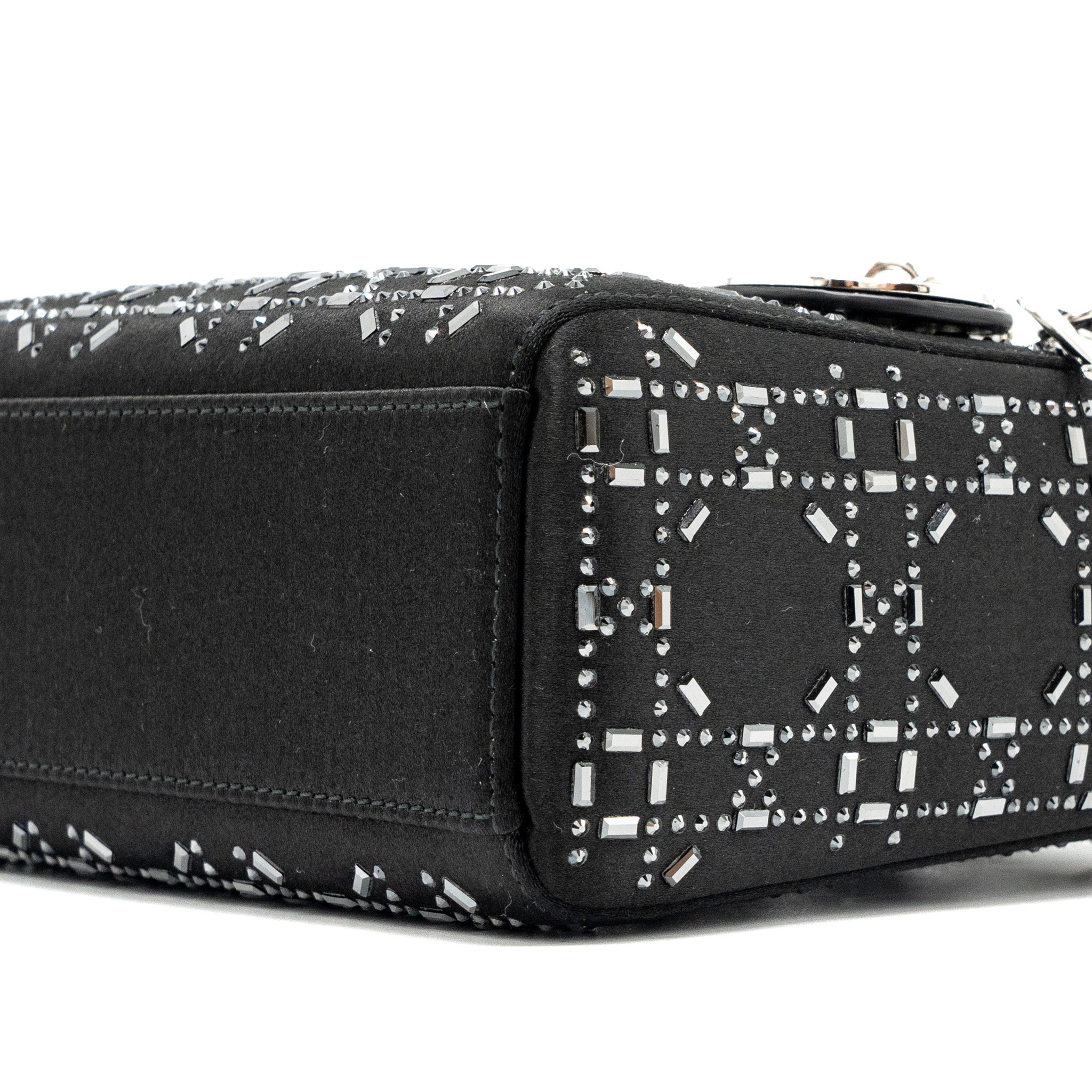 DIOR MINI LADY DIOR SATIN CRYSTAL BLACK SHW