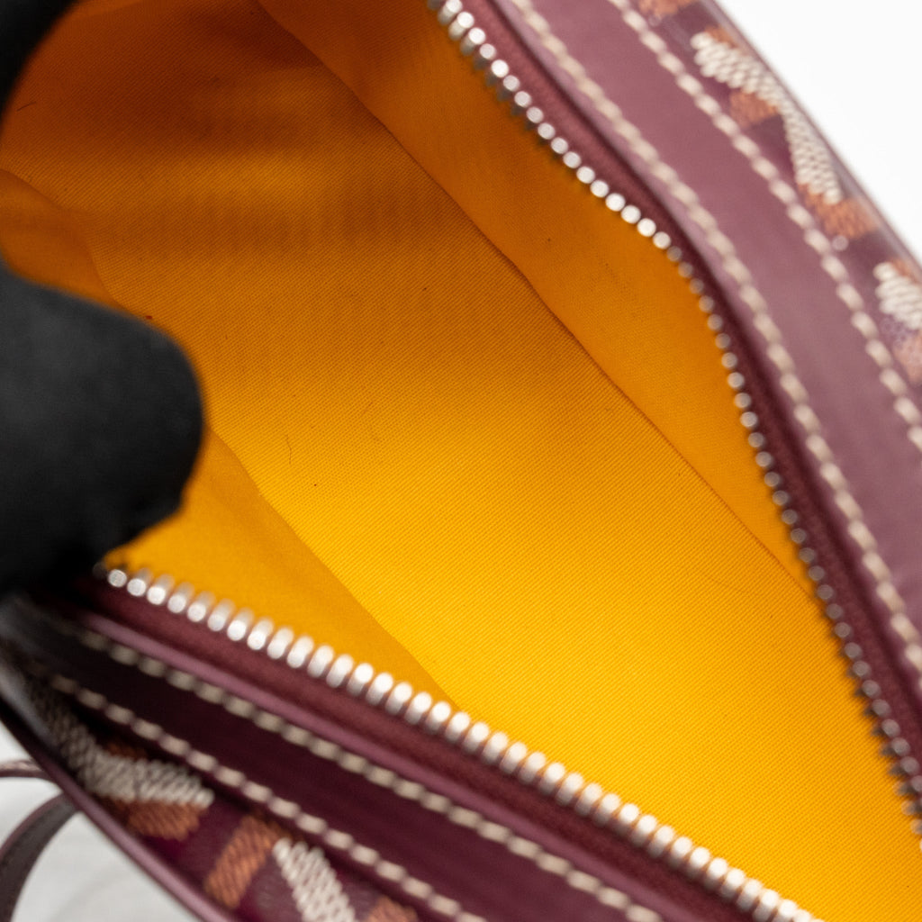 GOYARD CAP-VERT PM BAG GOYARDINE CANVAS/CERVON CALFSKIN BURGUNDY SHW