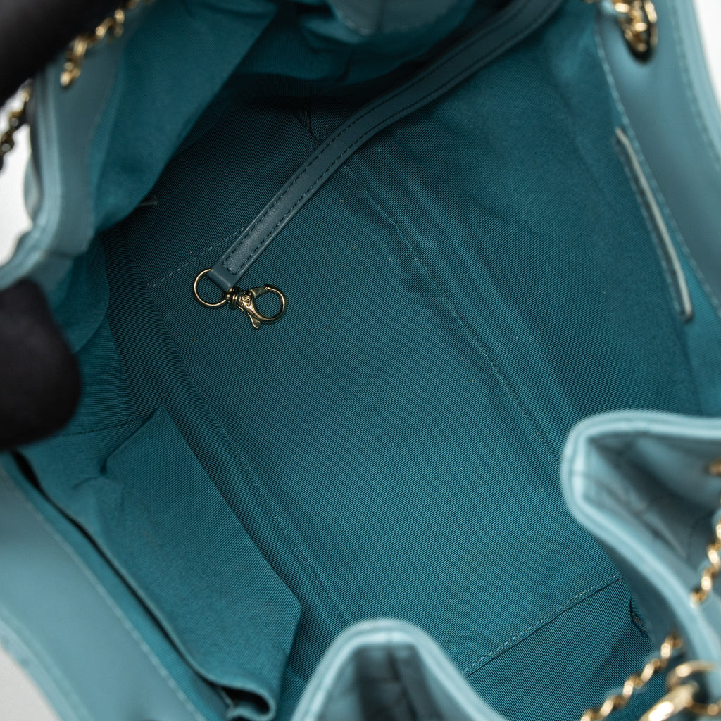 CHANEL BUCKET BAG CALFSKIN LIGHT BLUE LGHW