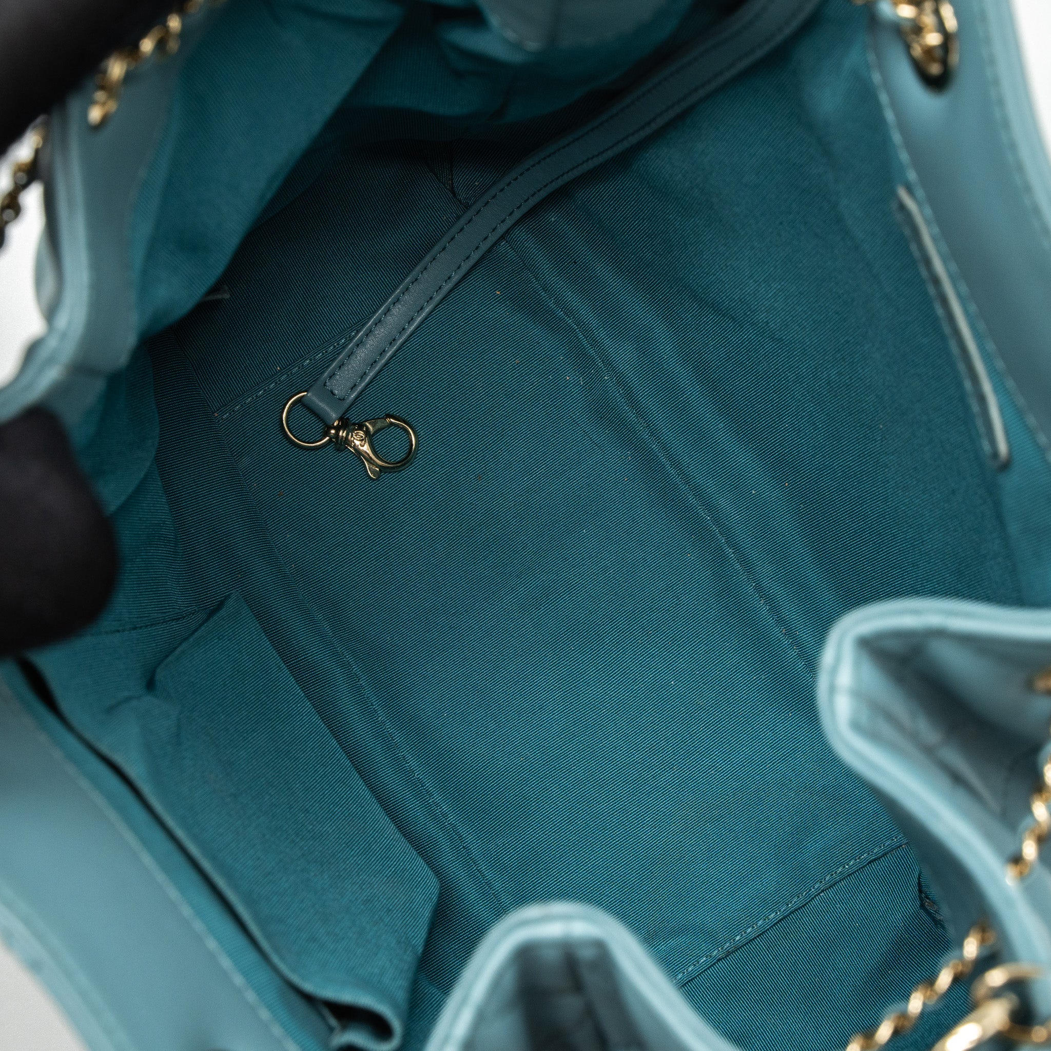 CHANEL BUCKET BAG CALFSKIN LIGHT BLUE LGHW