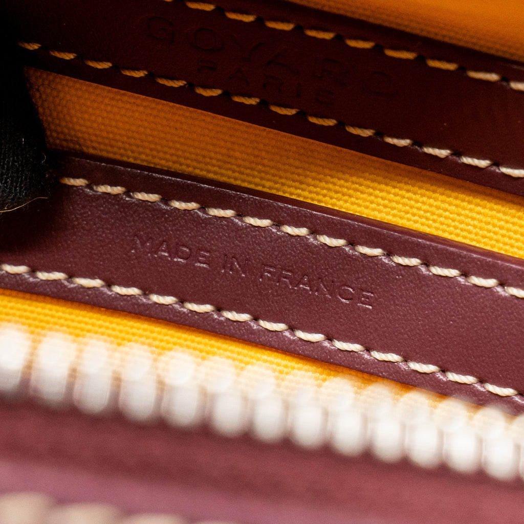 GOYARD CAP-VERT PM BAG GOYARDINE CANVAS/CERVON CALFSKIN BURGUNDY SHW