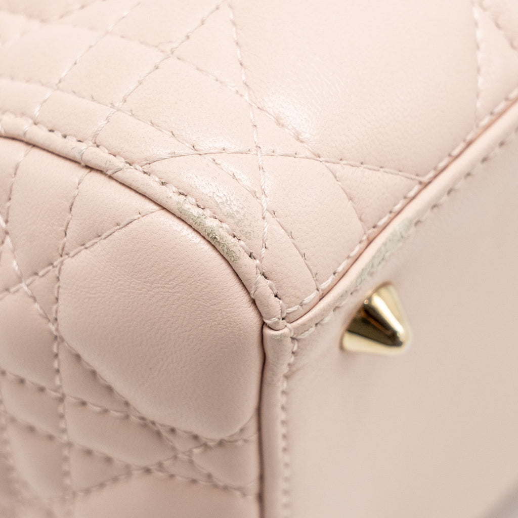 DIOR MEDIUM LADY DIOR LAMBSKIN LIGHT PINK LGHW