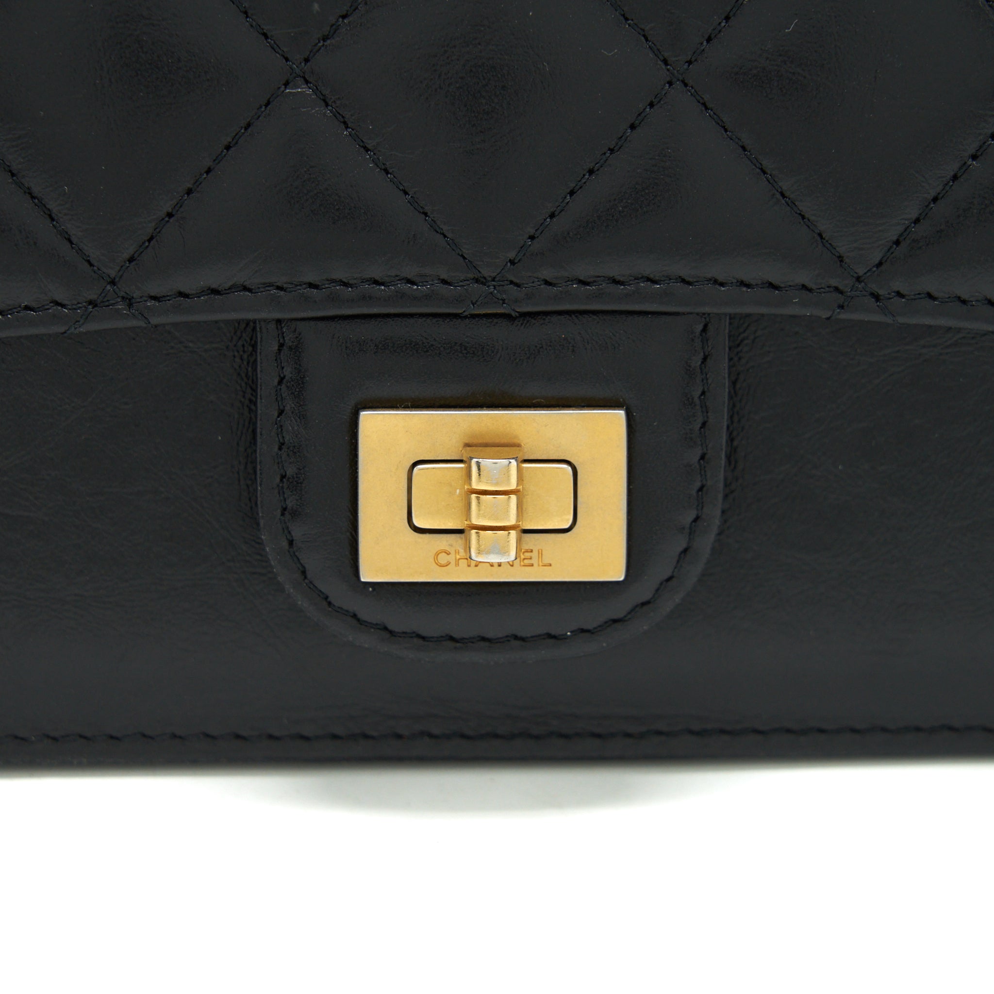 CHANEL REISSUE ZIPPY POUCH QUILTED CALFSKIN BLACK RUTHENIUM GHW