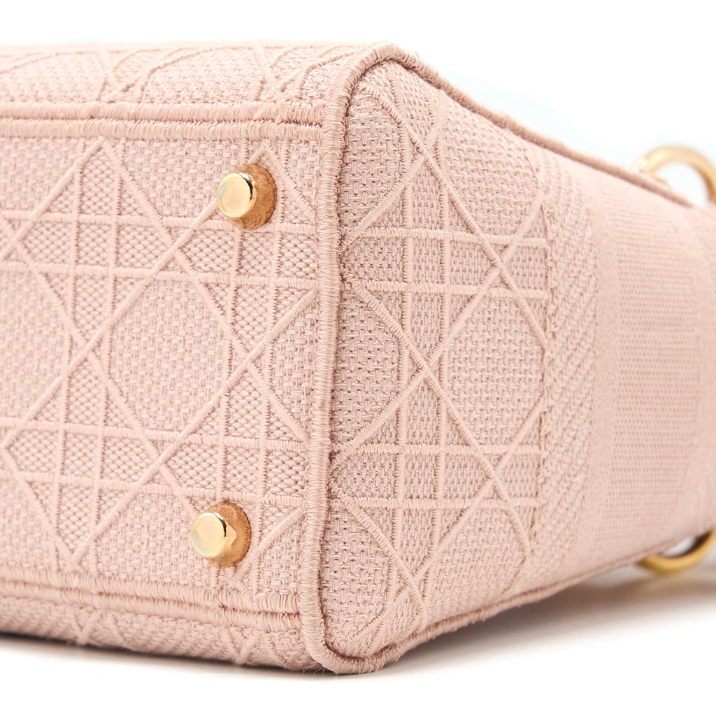 DIOR LADY MEDIUM LADY D-LITE BAG CANNAGE EMBROIDERY ROSEWOOD PINK HARDWARE