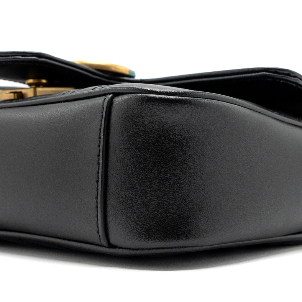 GUCCI MINI GG MARMONT MATELASSE BAG LEATHER BLACK GHW