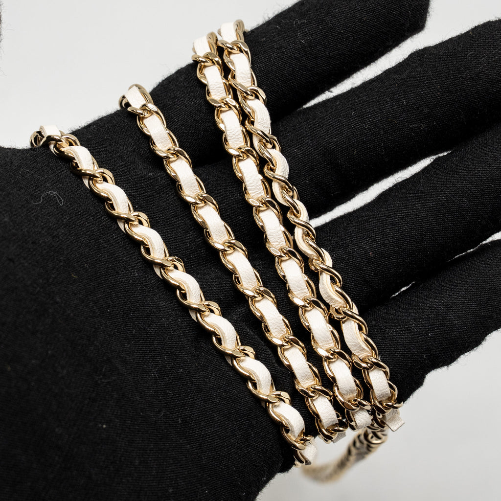 CHANEL CC LOGO CHAINS WITH CHARM VANITY CALFSKIN WHITE LGHW