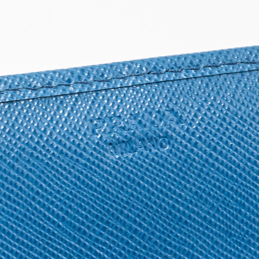 PRADA SAFFIANO LONG WALLET CALFSKIN BLUE GHW