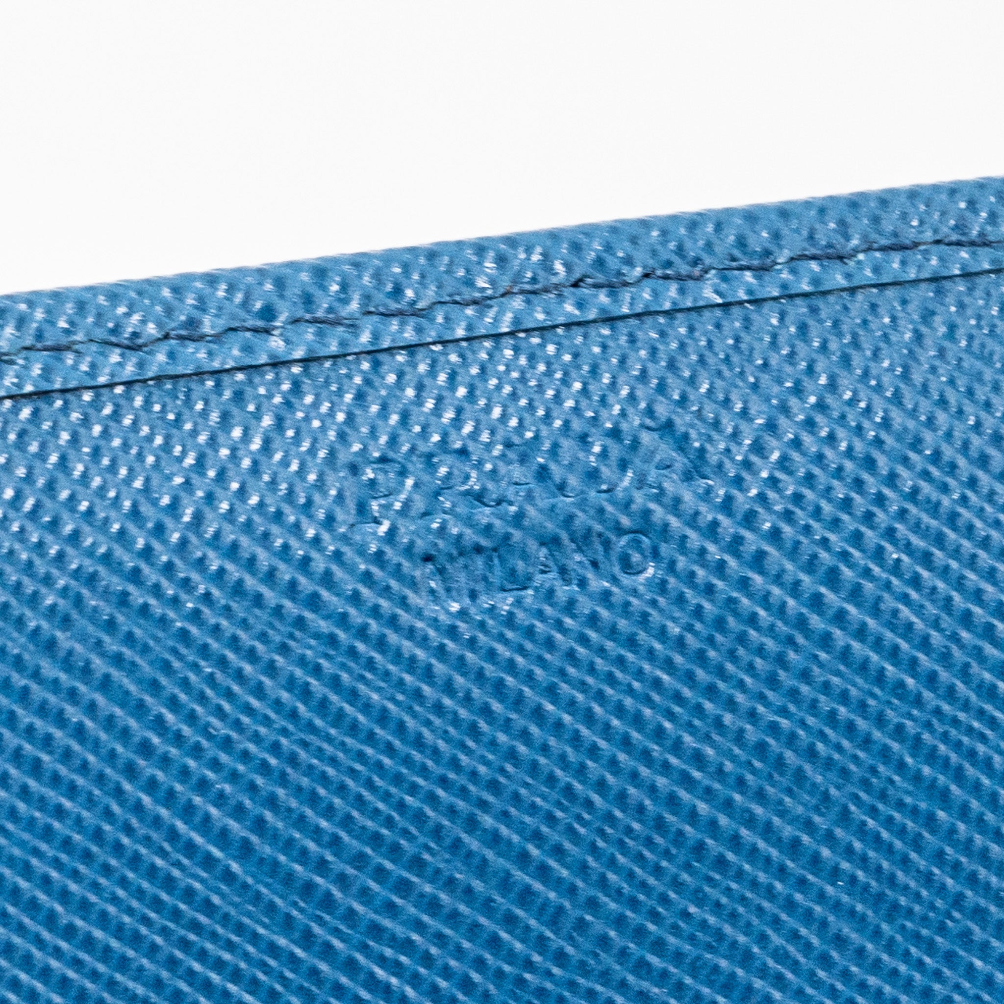 PRADA SAFFIANO LONG WALLET CALFSKIN BLUE GHW