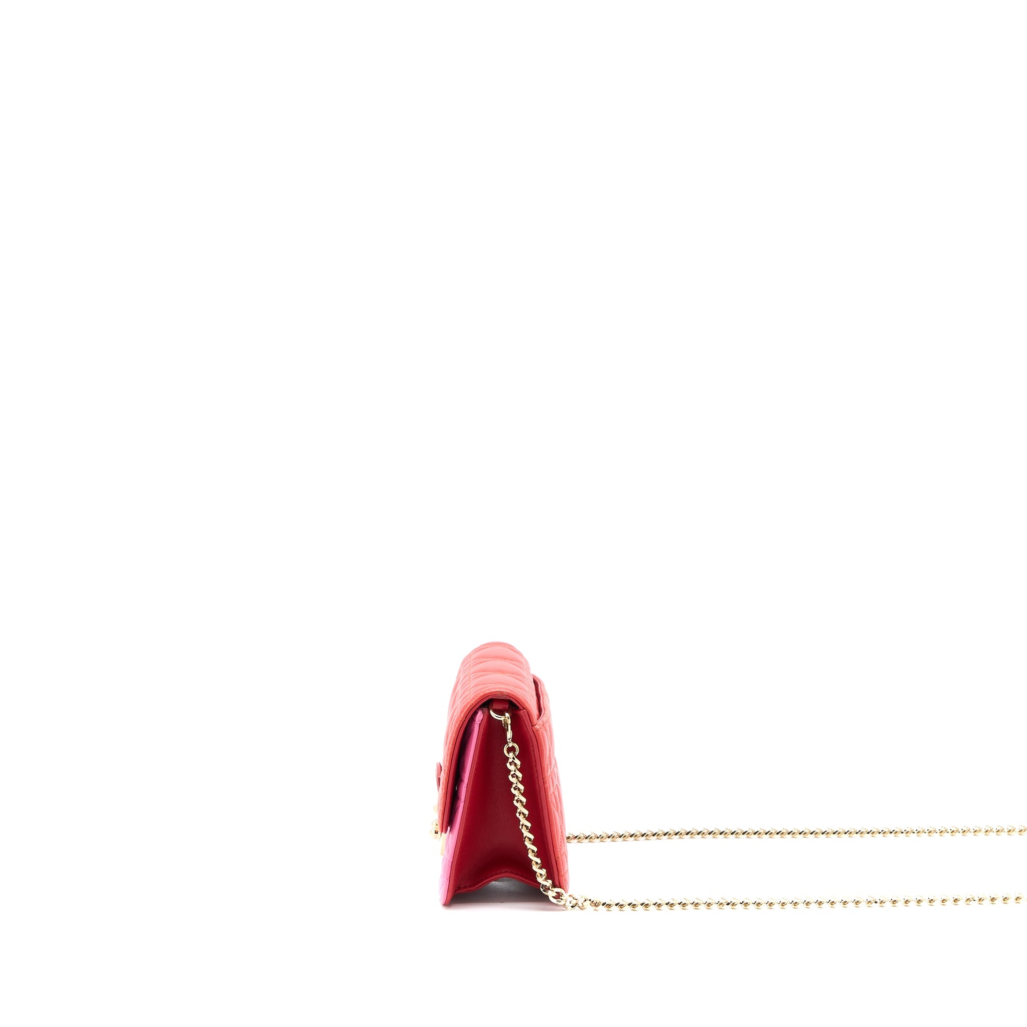 DIOR MISS DIOR WALLET ON CHAIN LAMBSKIN RED/PINK LGHW