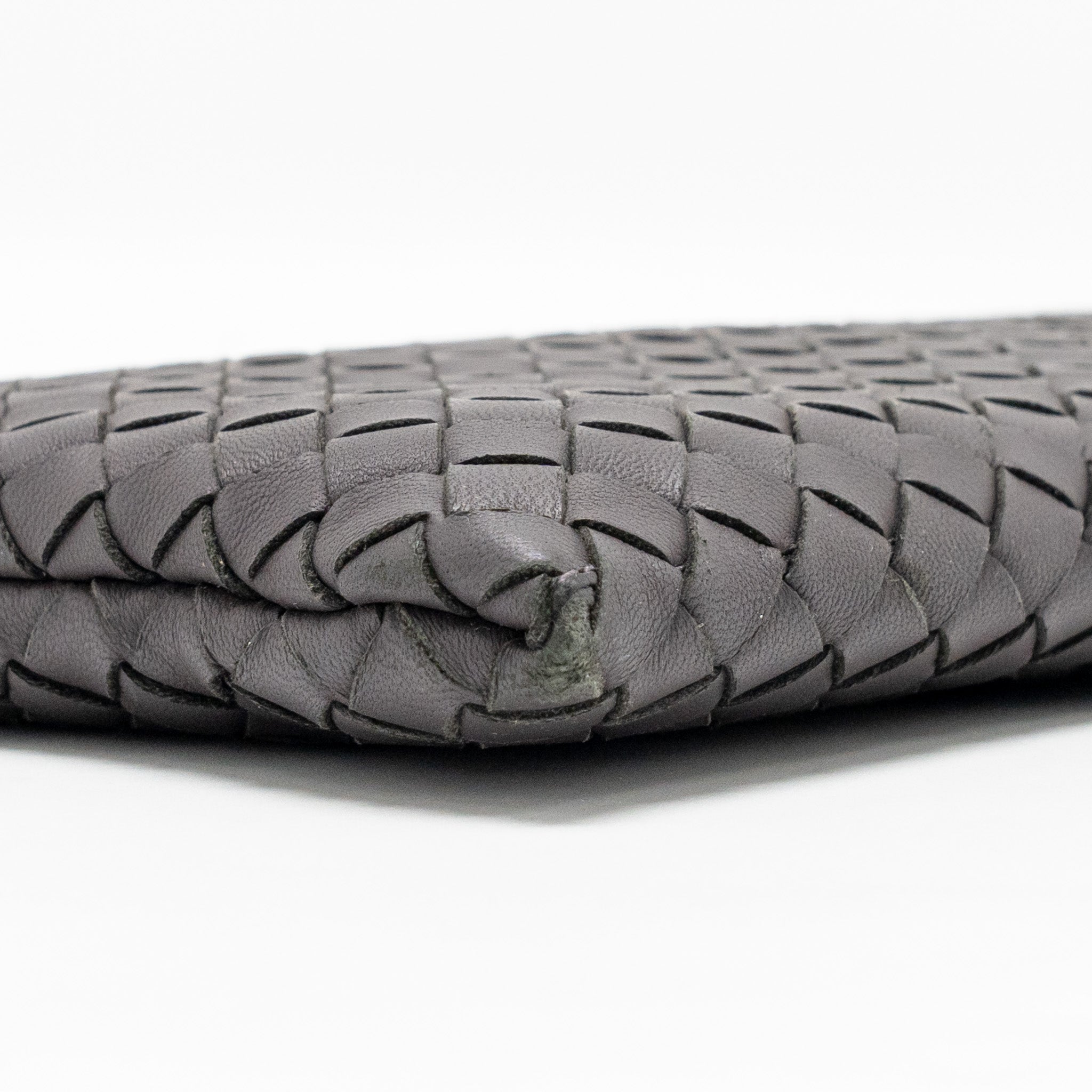 BOTTEGA VENETA INTRECCIATO CLUTCH LEATHER BROWN SHW