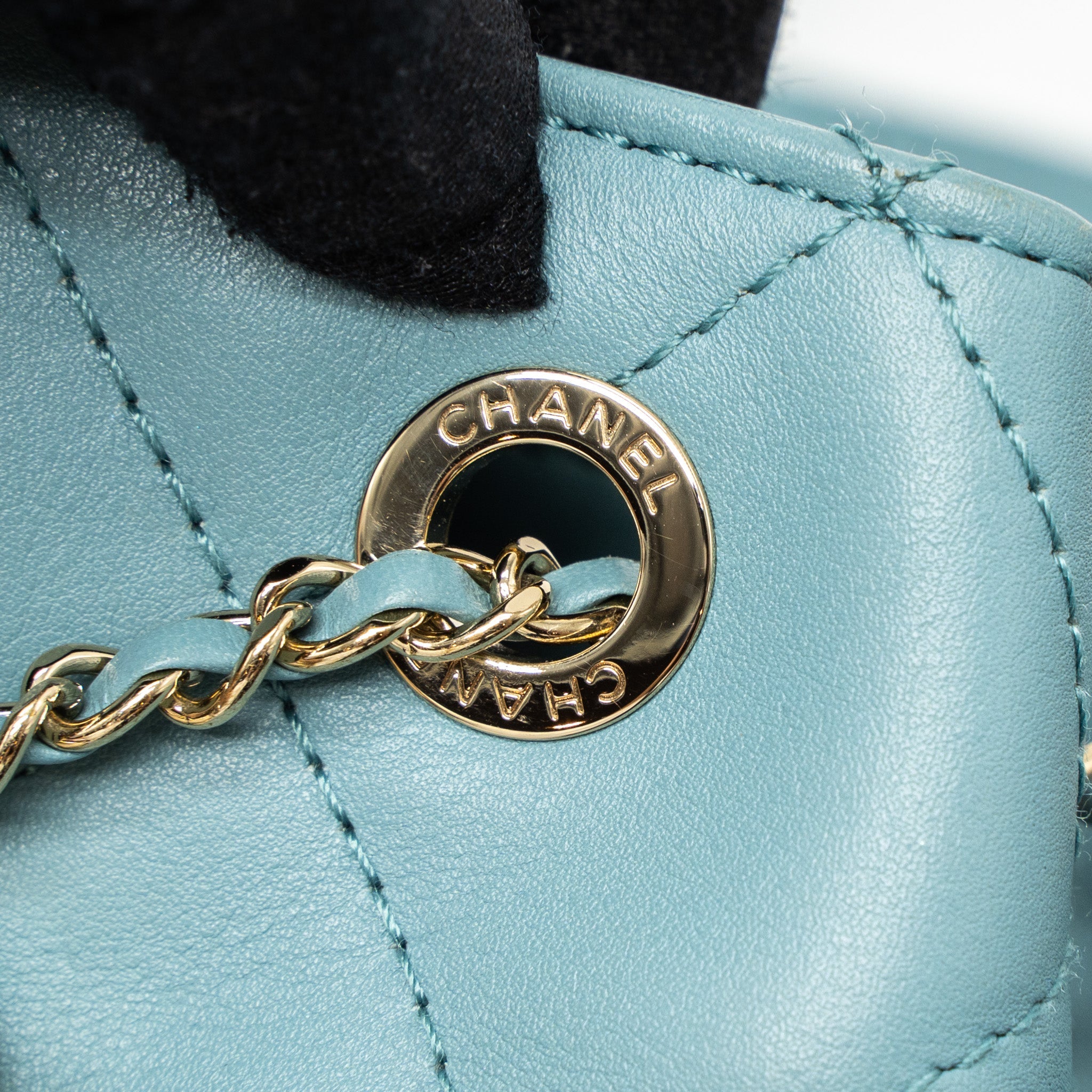 CHANEL BUCKET BAG CALFSKIN LIGHT BLUE LGHW