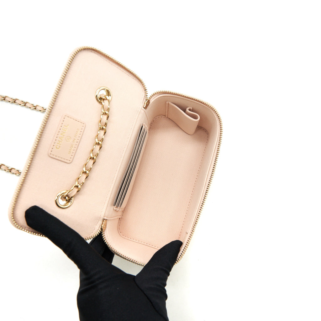 CHANEL LONG VANITY CASE CAVIAR NUDE PINK LGHW