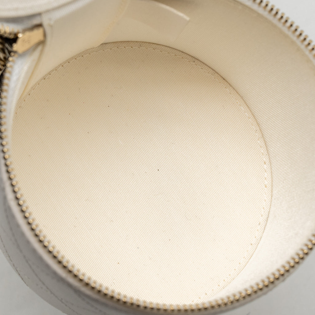 CHANEL CC LOGO CHAINS WITH CHARM VANITY CALFSKIN WHITE LGHW