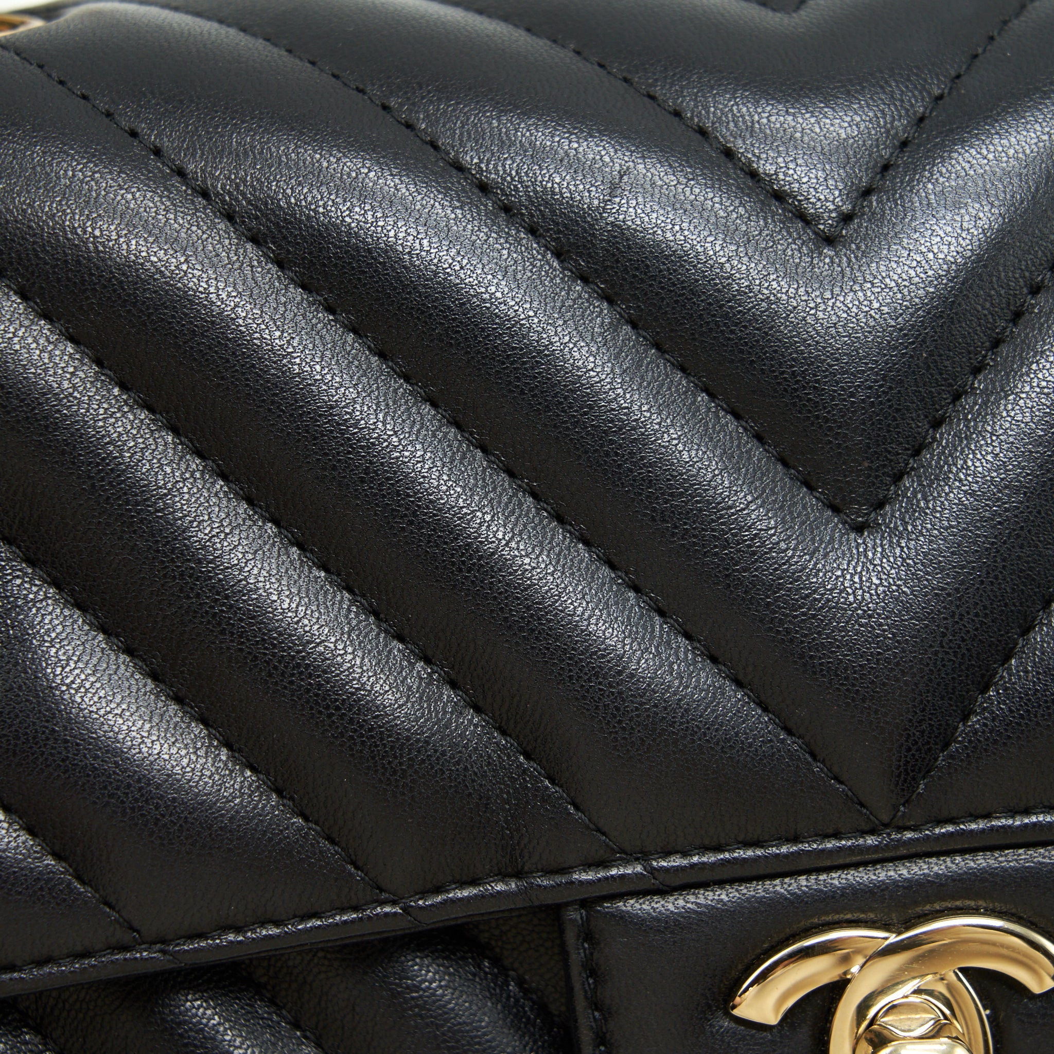 CHANEL CHEVRON MINI RECTANGULAR FLAP BAG LAMBSKIN BLACK LGHW