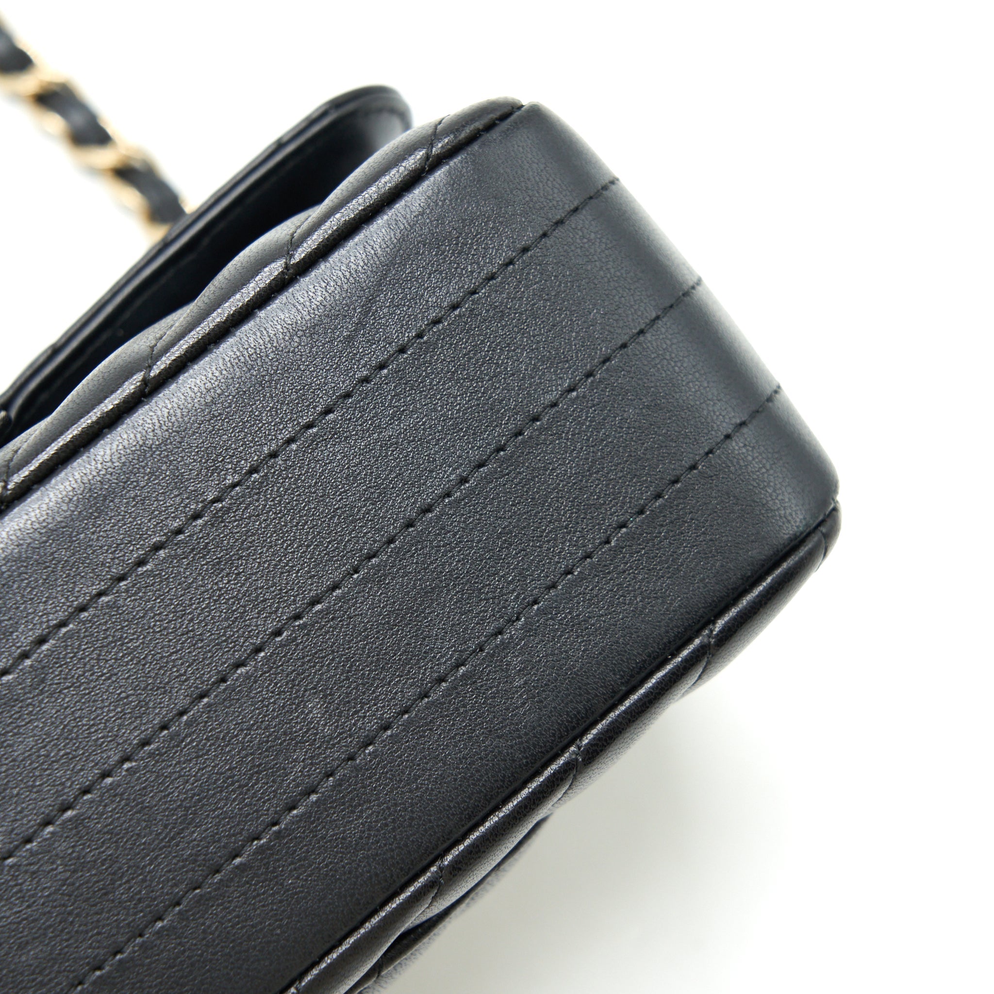 CHANEL CHEVRON MINI RECTANGULAR FLAP BAG LAMBSKIN BLACK LGHW