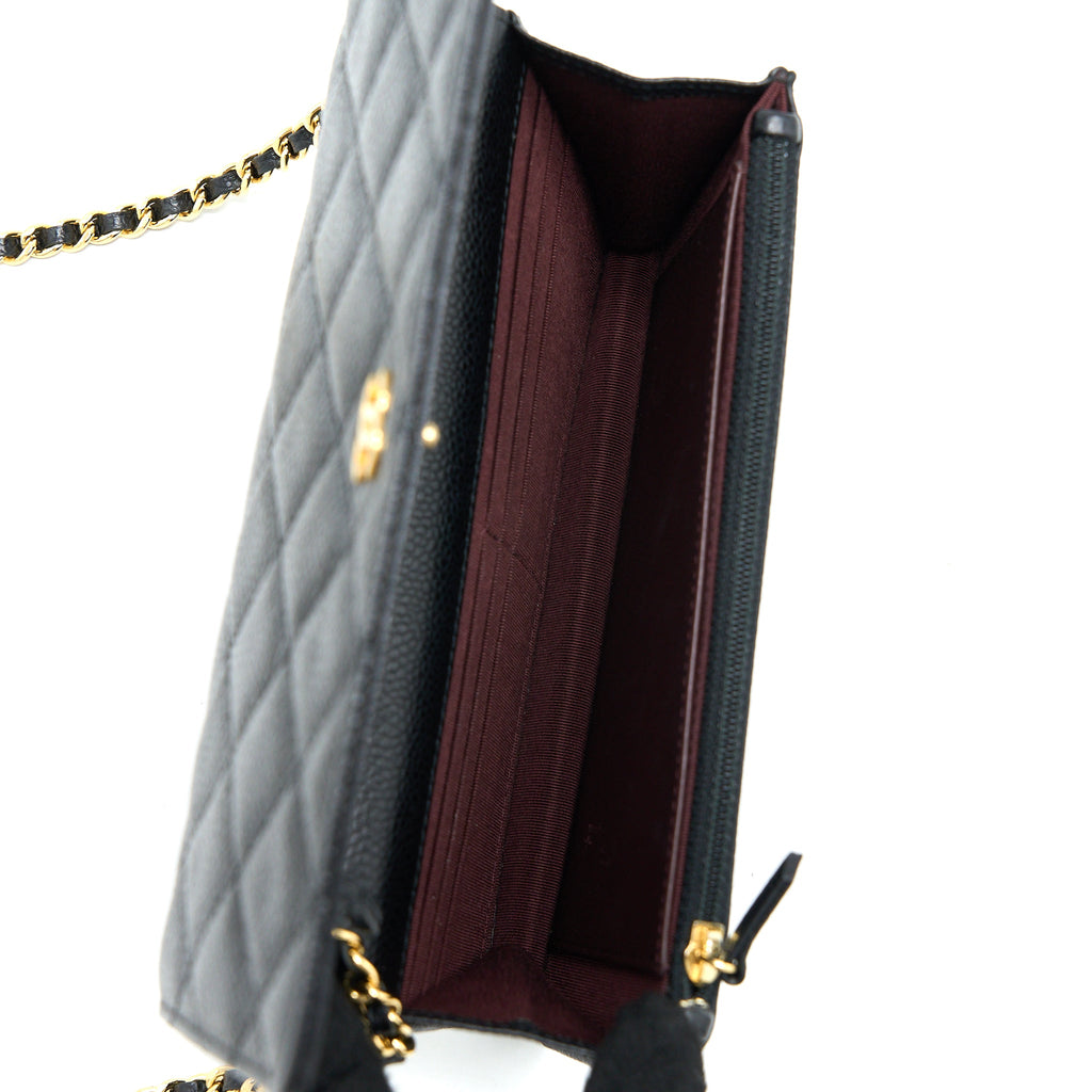 CHANEL CLASSIC WALLET ON CHAIN CAVIAR BLACK GHW