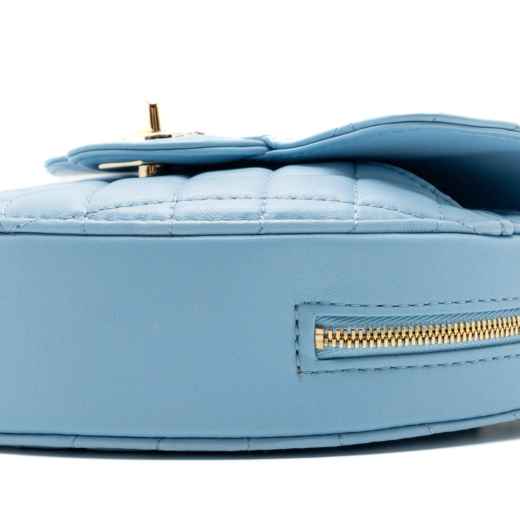 CHANEL HEART BAG LAMBSKIN LIGHT BLUE LGHW (MICROCHIP)