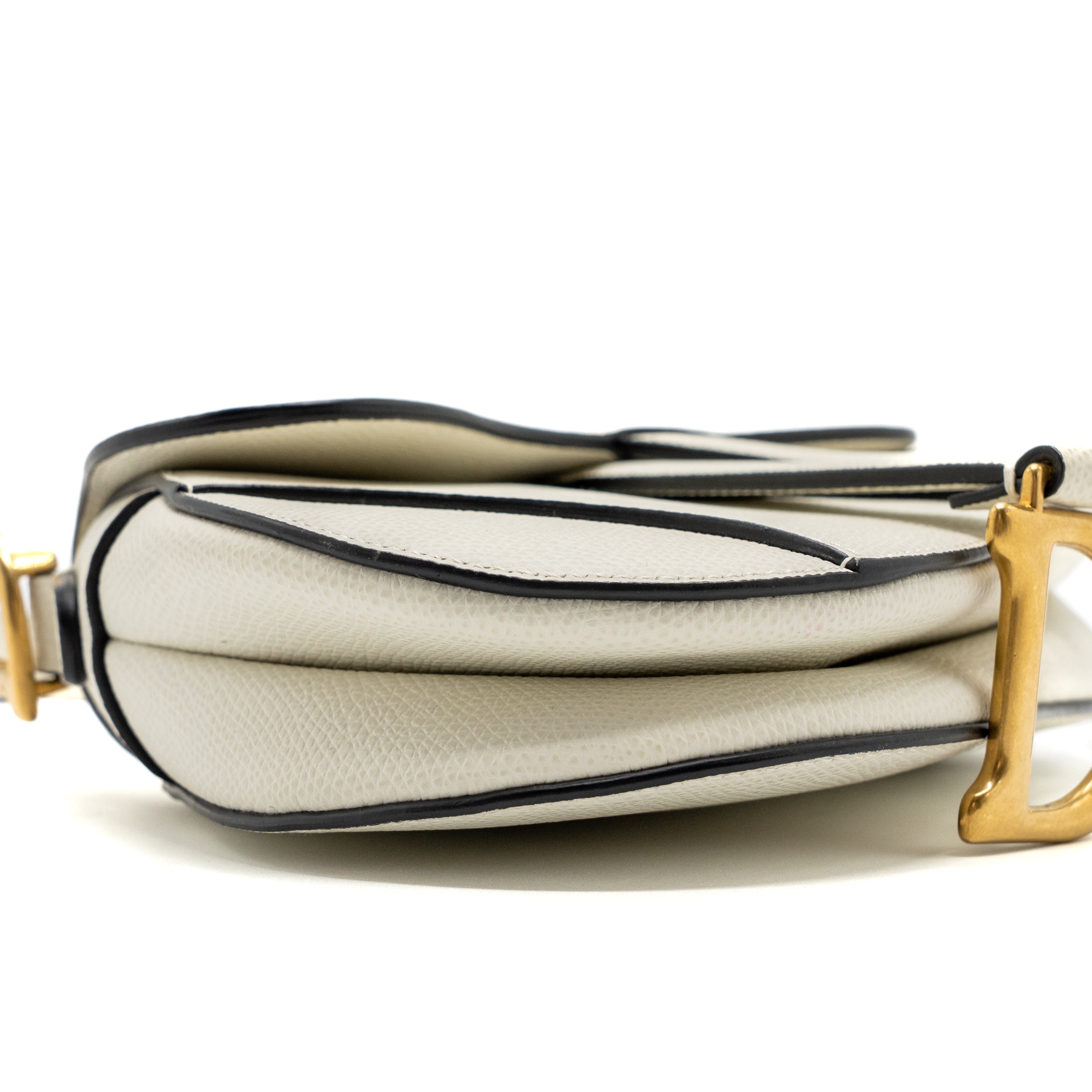DIOR MINI SADDLE BAG GRAINED CALFSKIN WHITE GHW