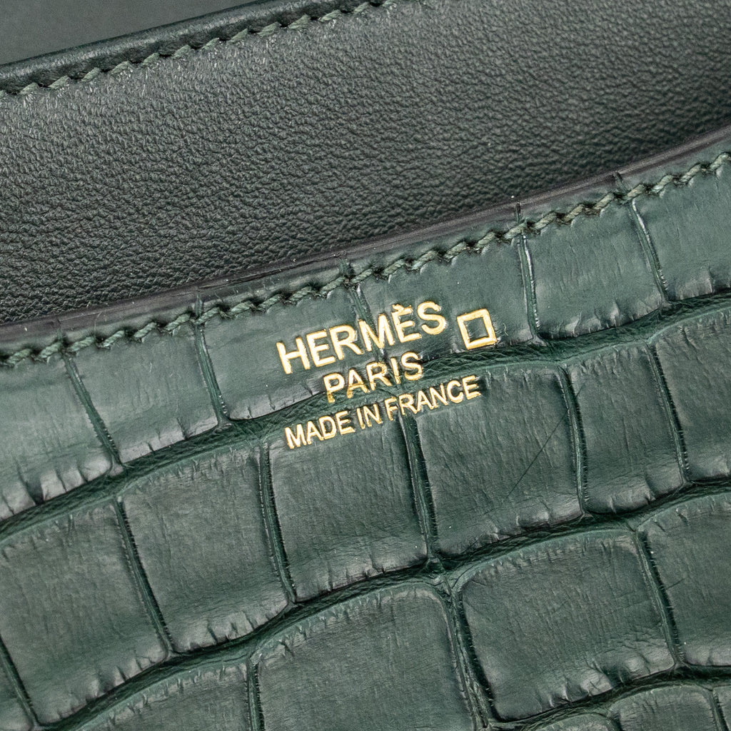 HERMES CONSTANCE 24 ALLIGATOR MISSISSIPPIENSIS MAT VERT FONCE GHW