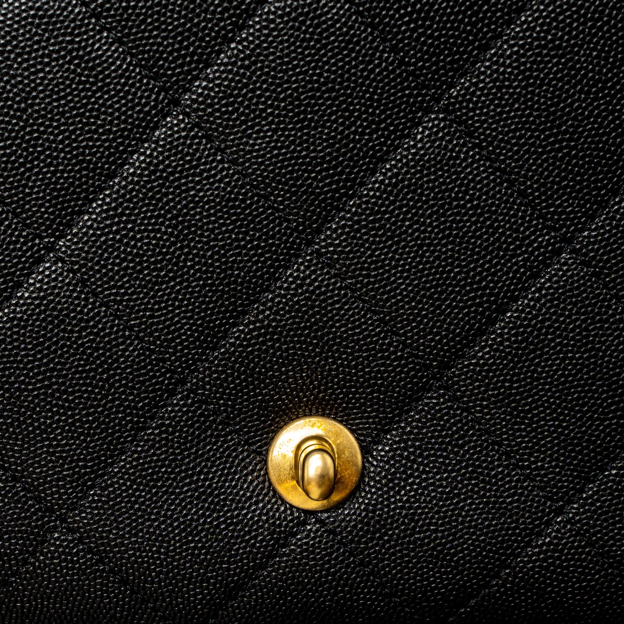 CHANEL FLAP BAG WITH DETAIL CHAIN GRAINED CALFSKIN BLACK BRUSHED GHW (MICROCHIP)