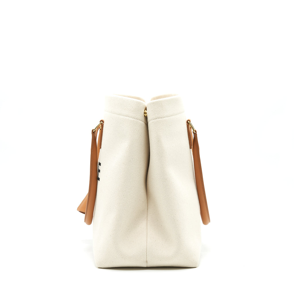 CELINE HORIZONTAL CABAS CELINE IN CANVAS WITH CELINE PRINT AND CALFSKIN NATURAL / TAN