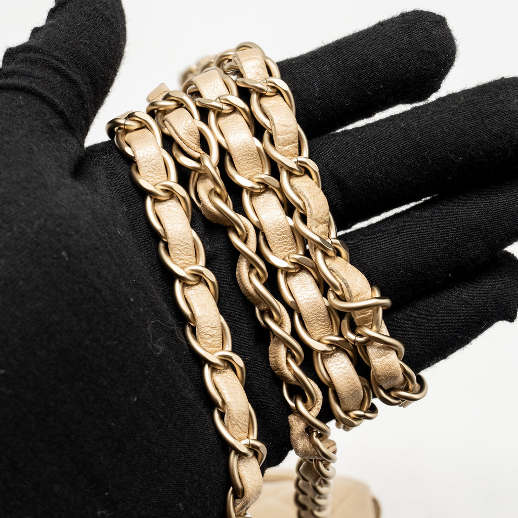 CHANEL MINI SQUARE FLAP BAG LAMBSKIN GOLD GHW