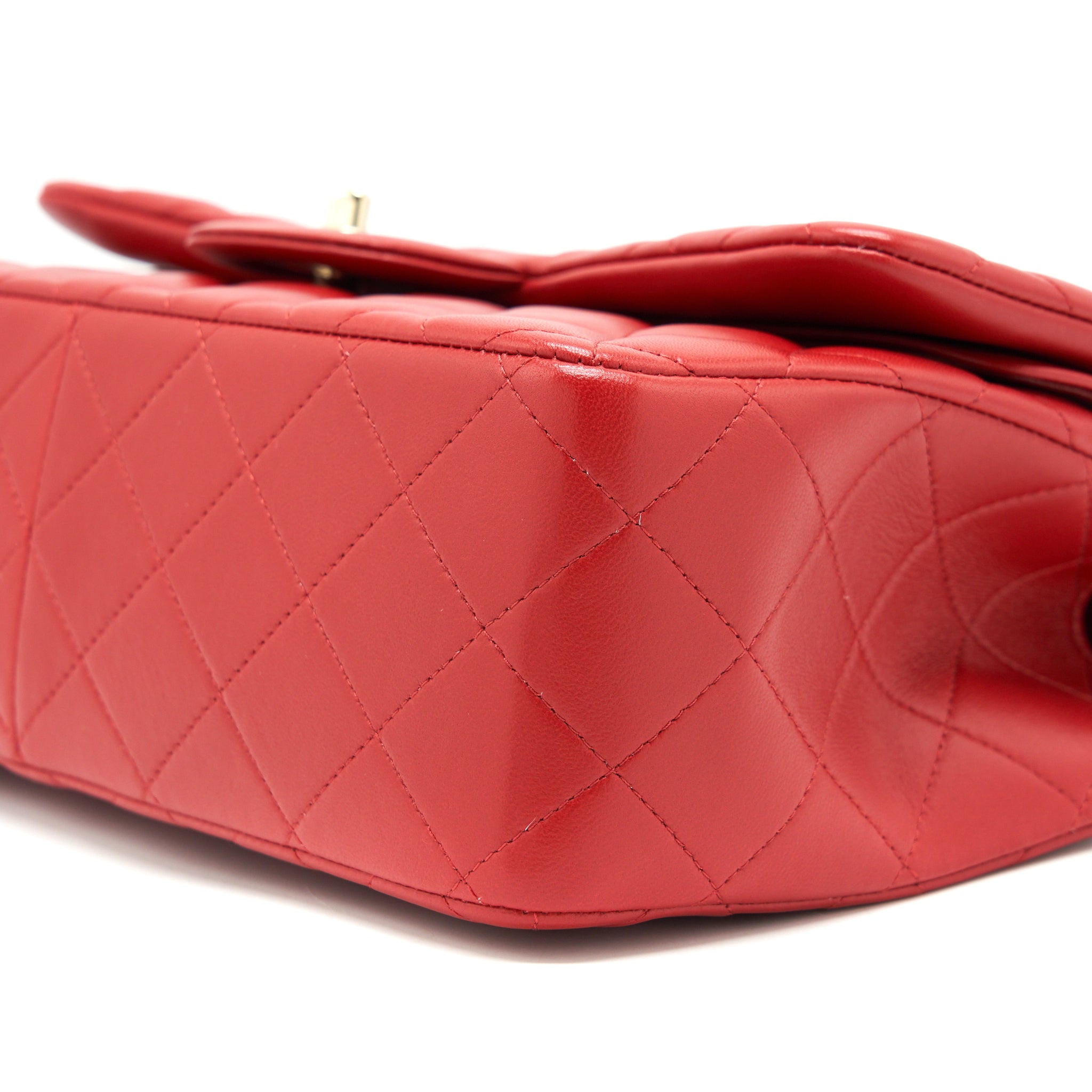 CHANEL CLASSIC JUMBO DOUBLE FLAP BAG LAMBSKIN RED LGHW