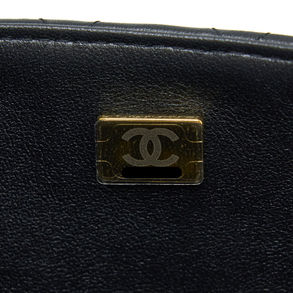 CHANEL TOP HANDLE MINI RECTANGULAR FLAP BAG LAMBSKIN BLACK LGHW (MICROCHIP)
