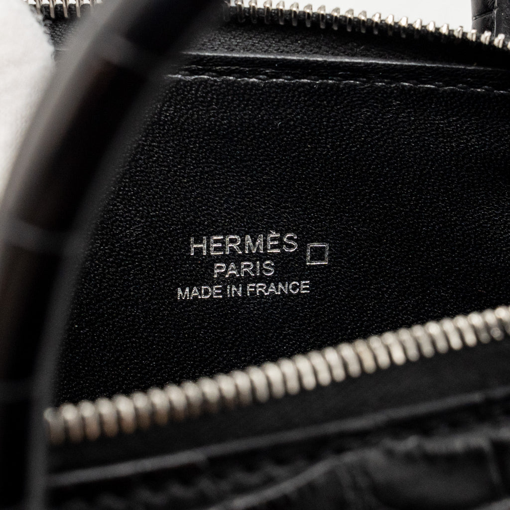 HERMES MINI BOLIDE ALLIGATOR MISSISSIPPIENSIS MAT BLACK SHW