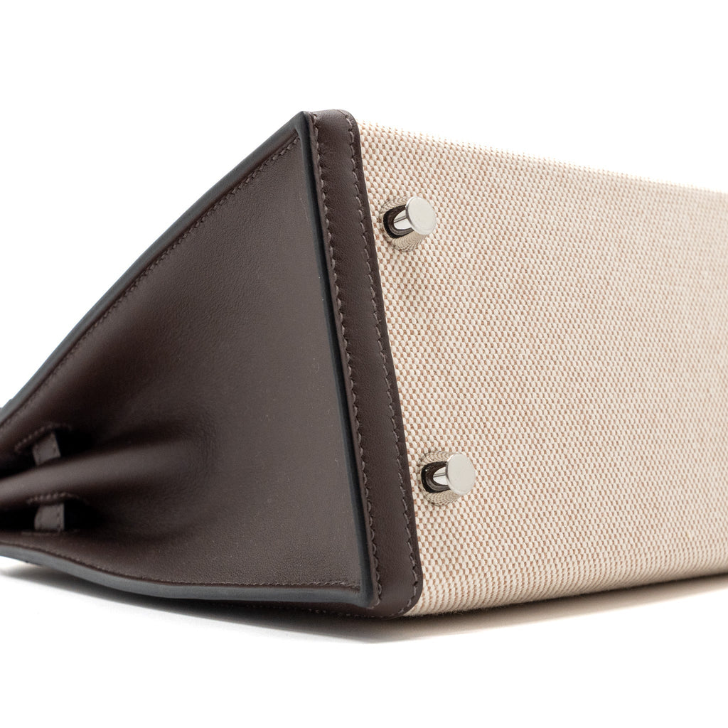 HERMES KELLY 25 CANVAS/SWIFT MOKA SHW
