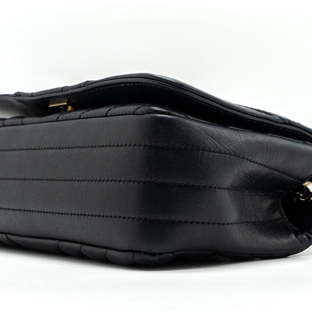 CHANEL CHEVRON FLAP BAG CALFSKIN BLACK GHW
