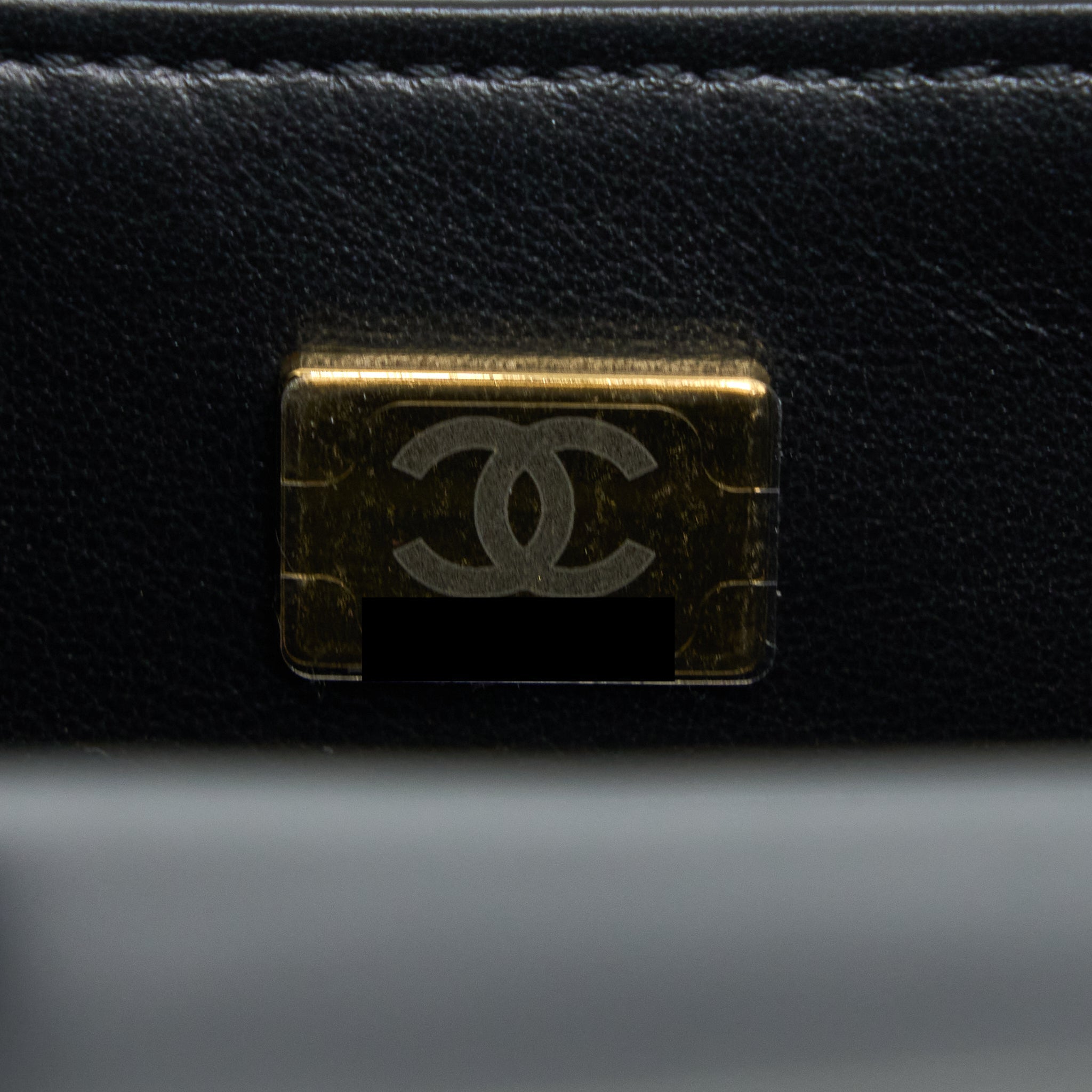 CHANEL 22K RETRO CLASSIC NEW SQUARE MINI FLAP BAG PATENT BLACK BRUSHED GHW(MICROCHIP)