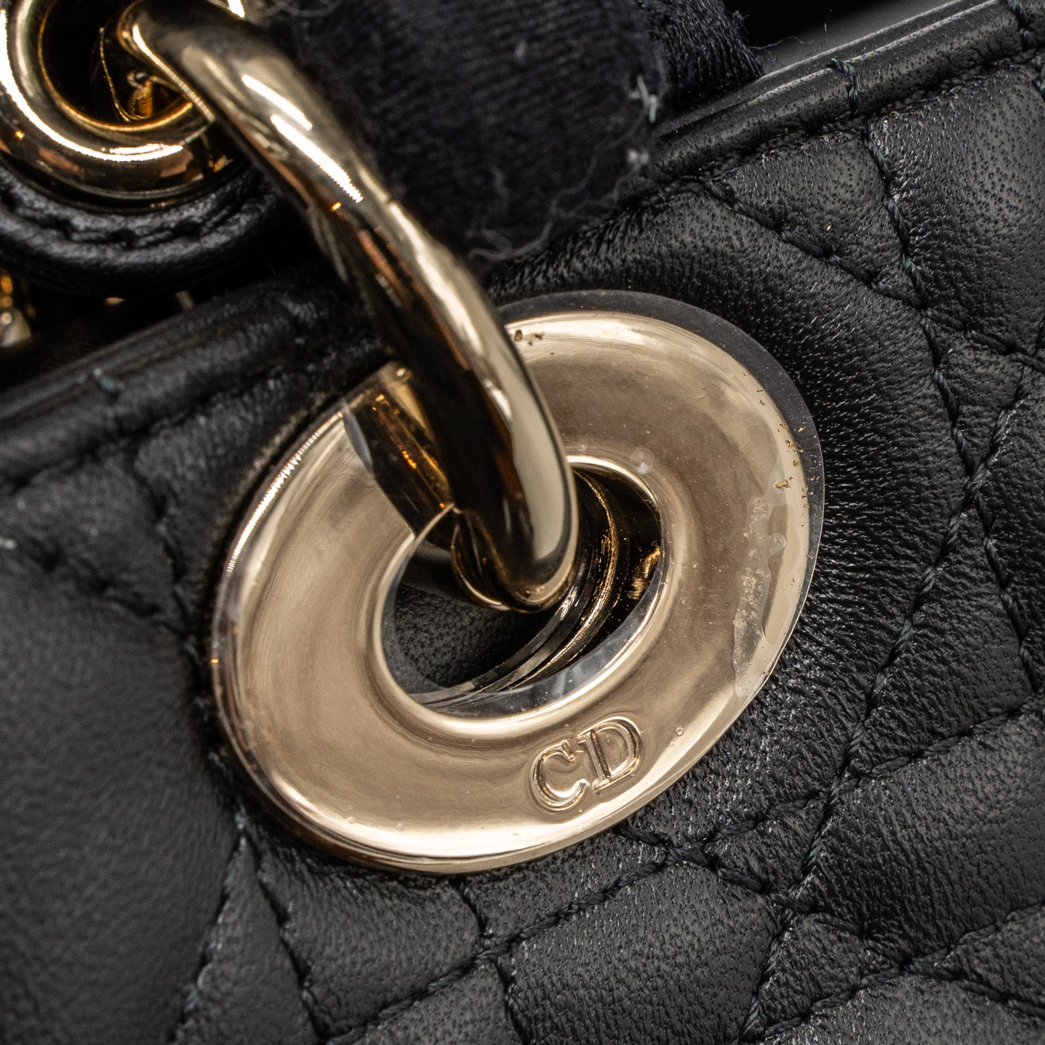 DIOR SMALL LADY DIOR LAMBSKIN BLACK LGHW