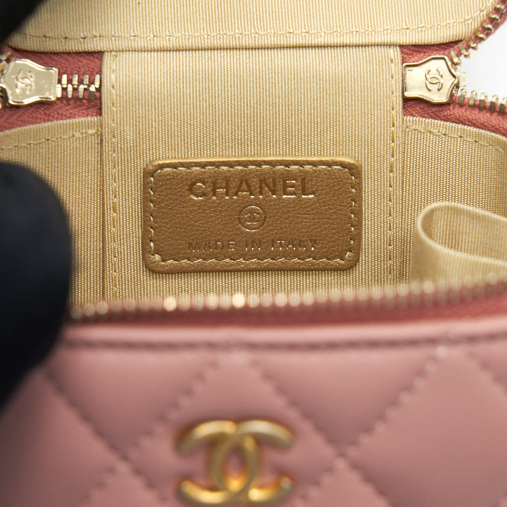 CHANEL 21B PEARL CRUSH MINI VANITY WITH CHAIN IN DARK PINK