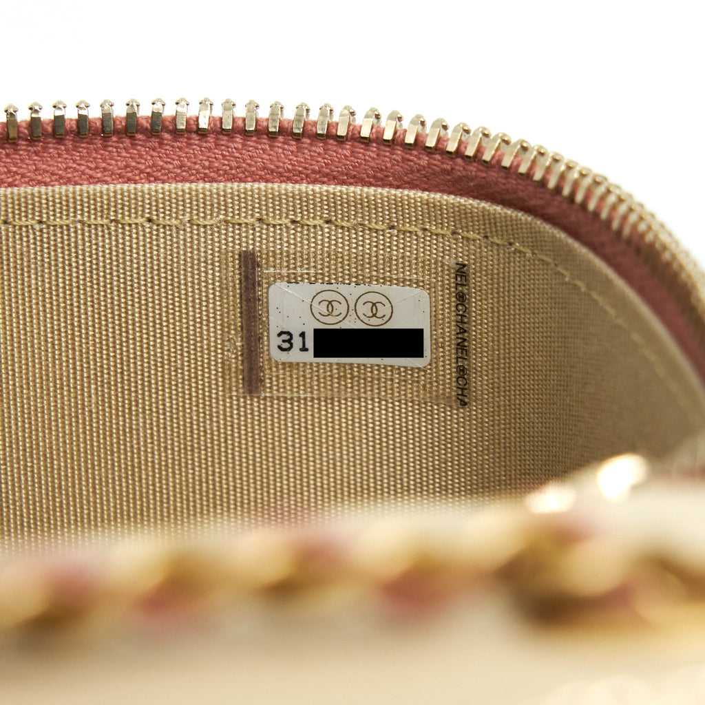 CHANEL 21B PEARL CRUSH MINI VANITY WITH CHAIN IN DARK PINK