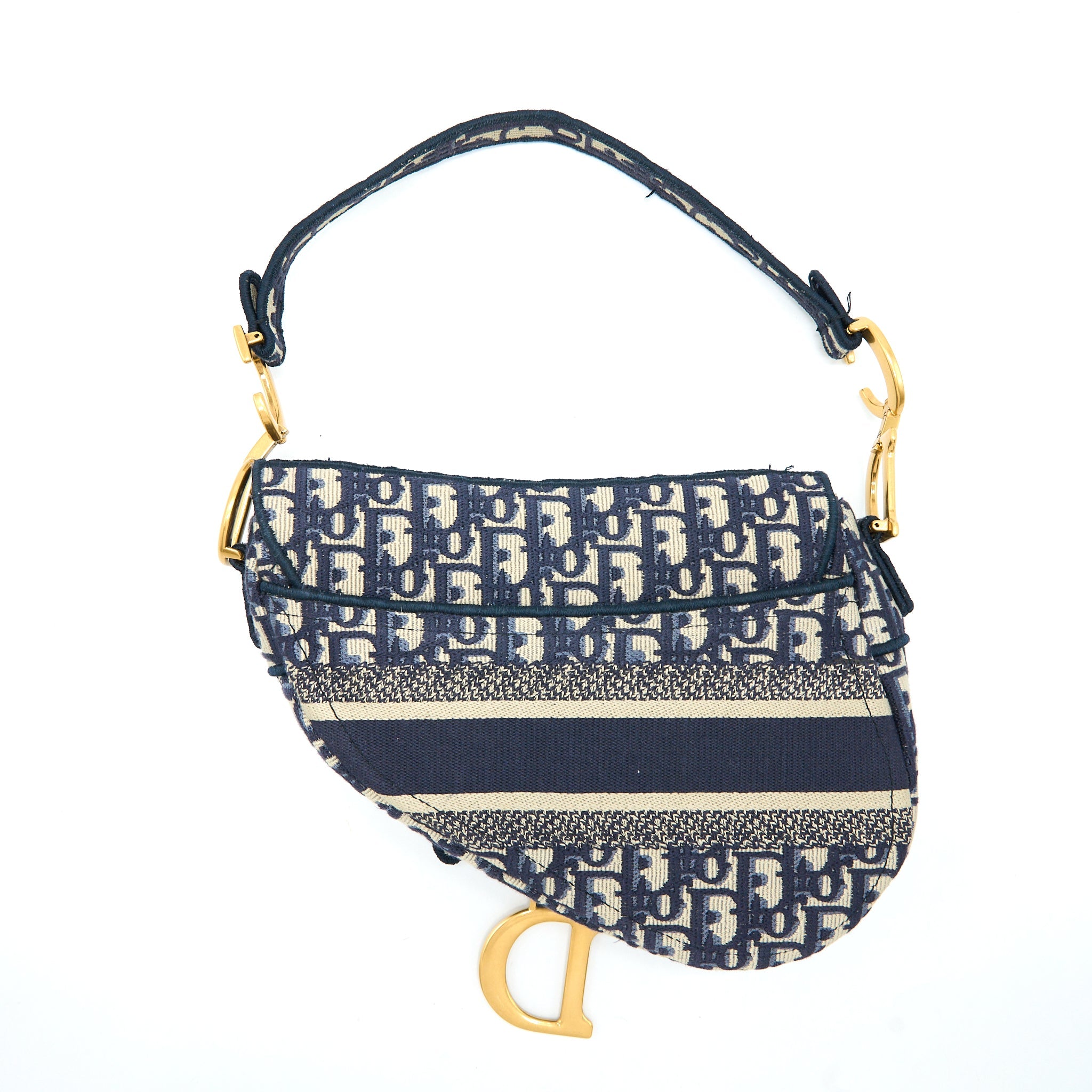 DIOR SADDLE BAG BLUE OBLIQUE EMBROIDERY GHW