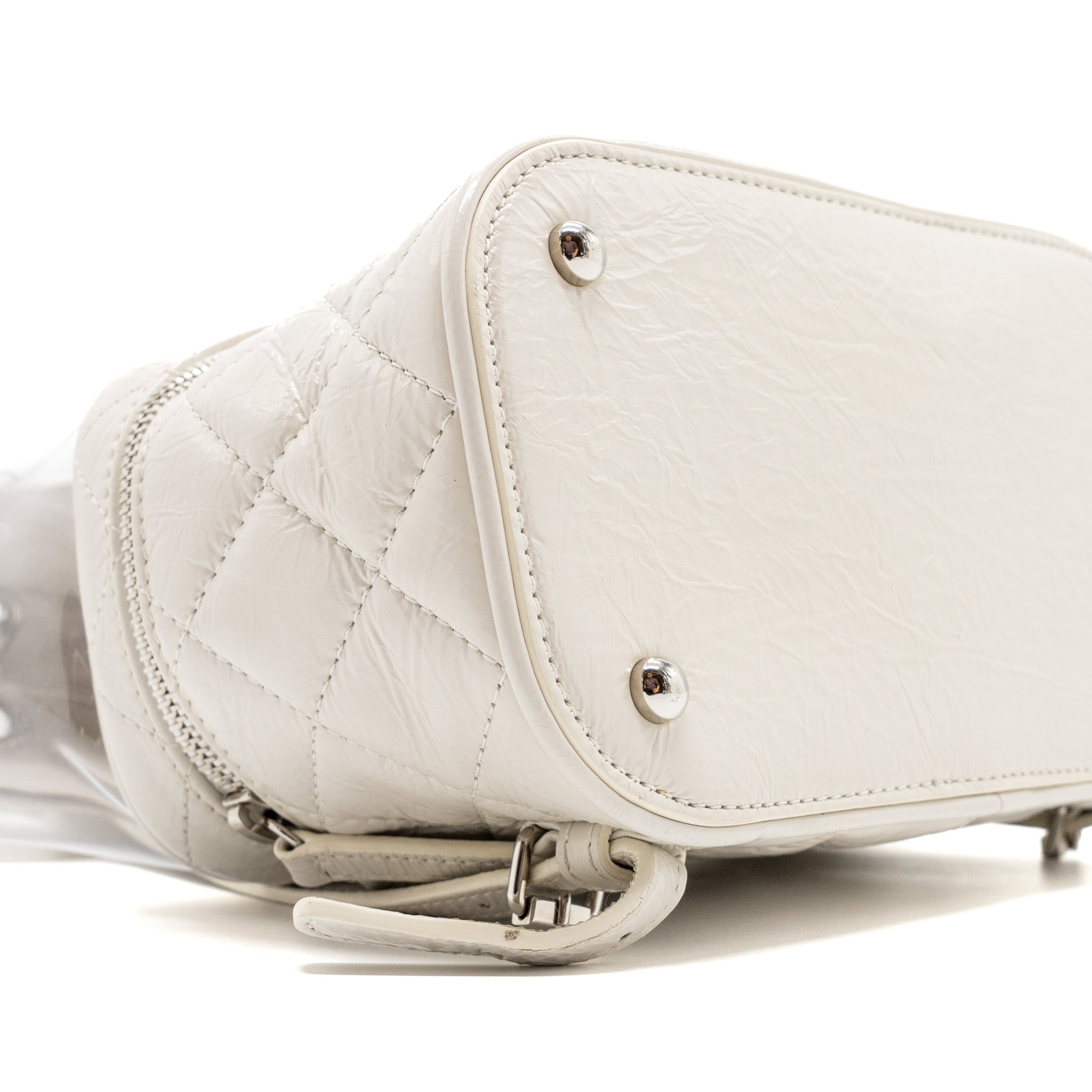 CHANEL TRANSPARENT BACKPACK PVC/SHINY CALFSKIN WHITE SHW