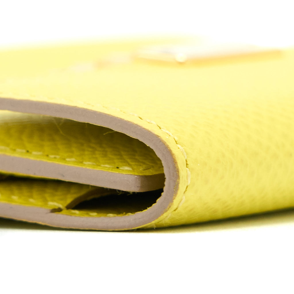 HERMES MINI CLIC CARD HOLDER EPSOM YELLOW GHW