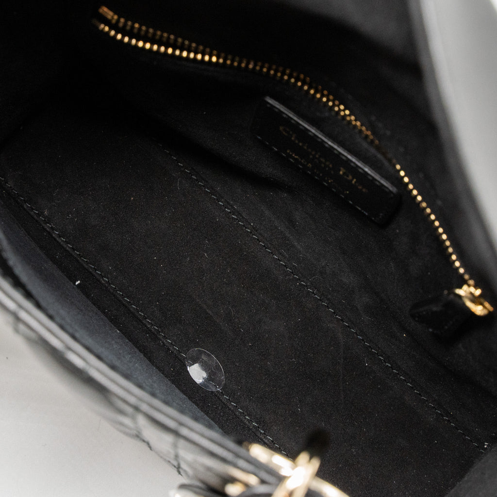 DIOR SMALL LADY DIOR LAMBSKIN BLACK LGHW